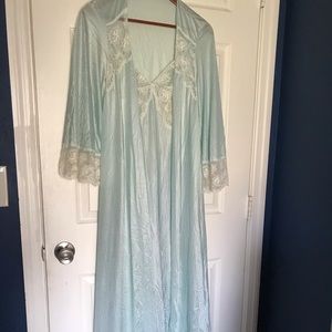 Vintage style floor length gown with robe.